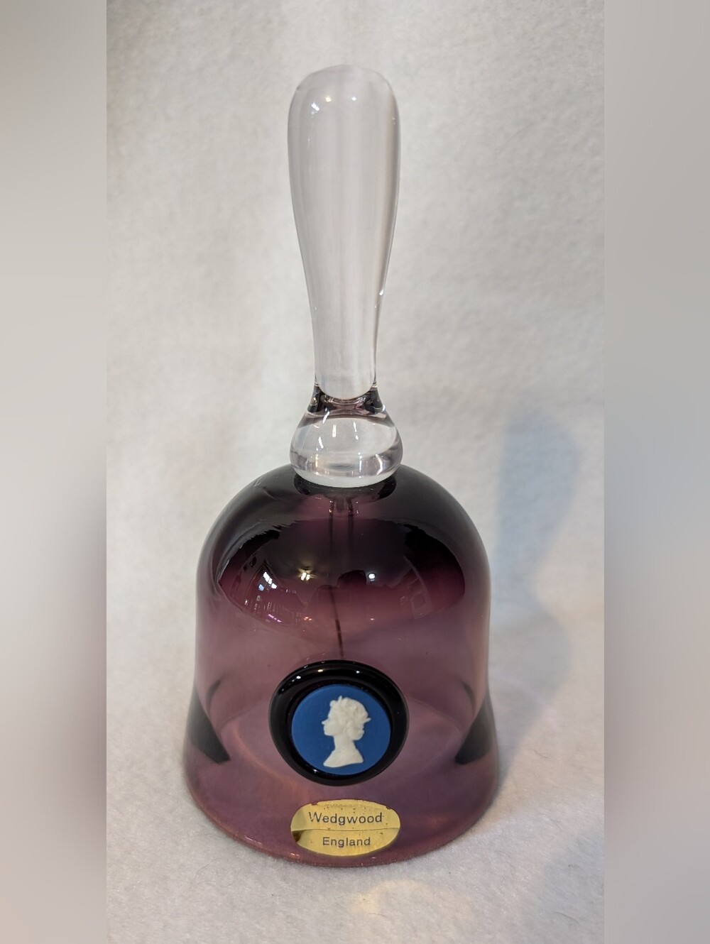 Wedgwood Amethyst Glass Bell With Jasper Cameo Of Queen Elizabeth II